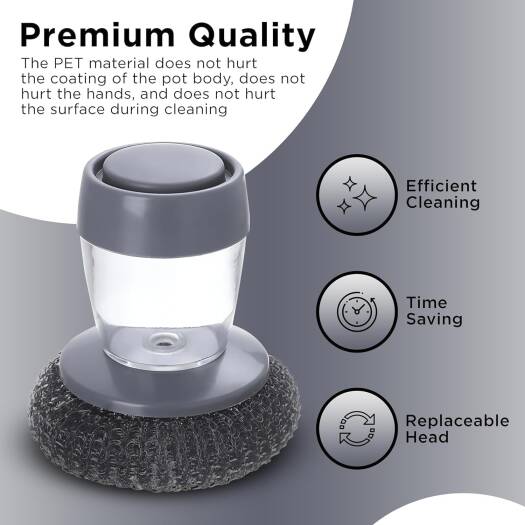Soap Dispensing Scrubber Brush – 3-Pack Dishwashing & Cleaning Brush