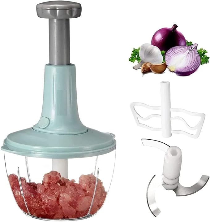 Manual Hand Push Chopper – 1.5L Multi-Functional Vegetable & Meat Chopper