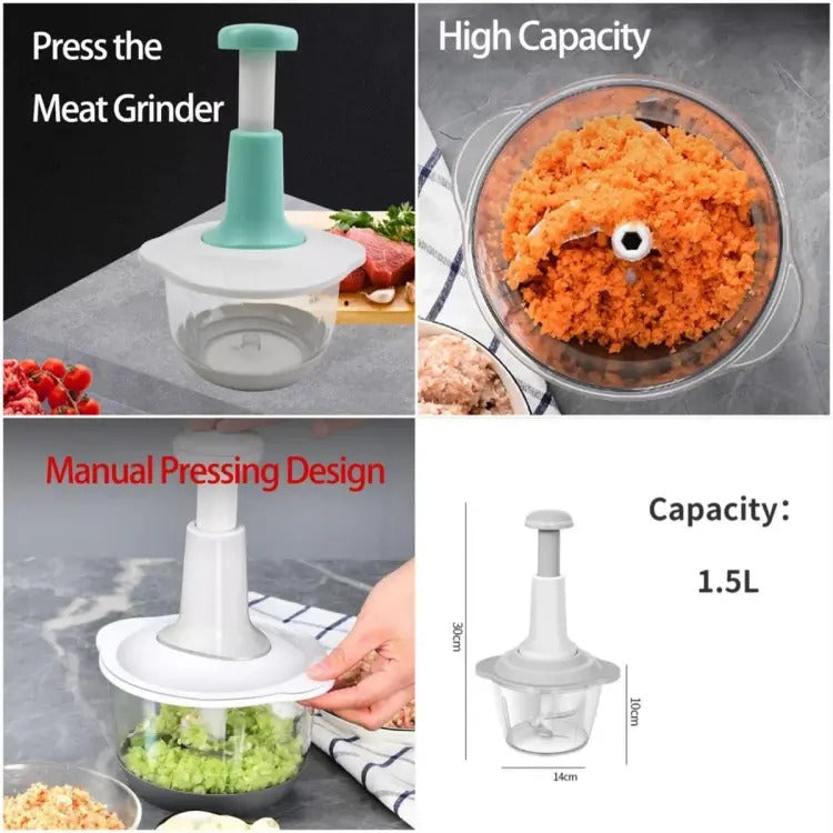 Manual Hand Push Chopper – 1.5L Multi-Functional Vegetable & Meat Chopper