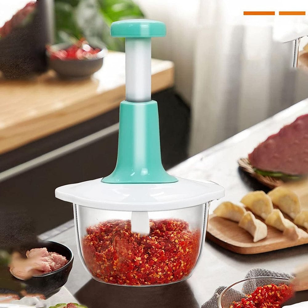 Manual Hand Push Chopper – 1.5L Multi-Functional Vegetable & Meat Chopper