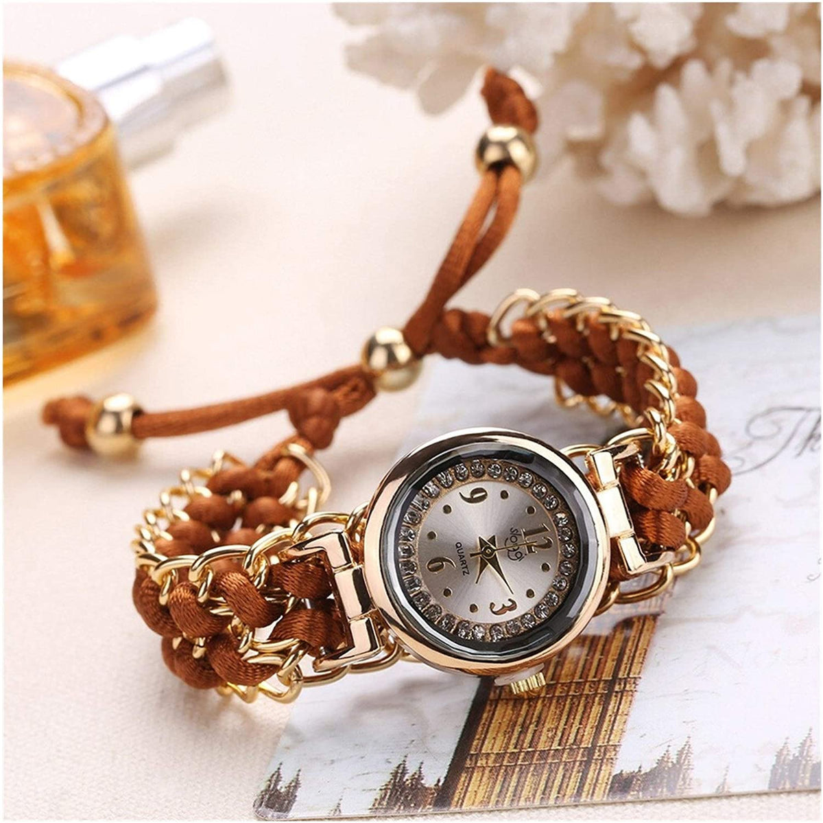 Girls Luxury Analog Bracelet Watch – Stylish Handmade Rope Strap Fashion Watch