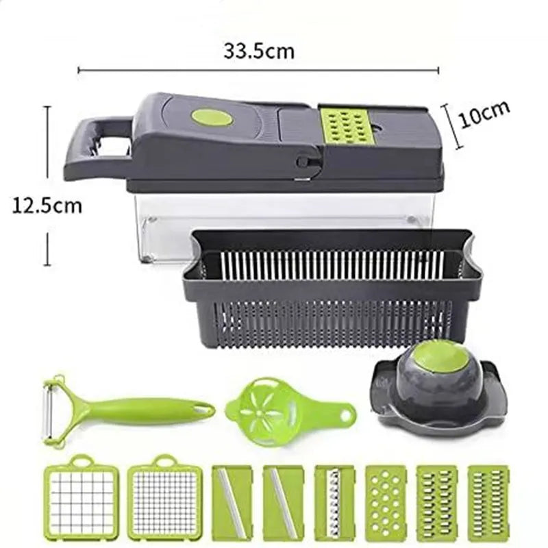 16-in-1 Vegetable Chopper – Multi-Functional Dicer, Slicer & Grater with Storage Container