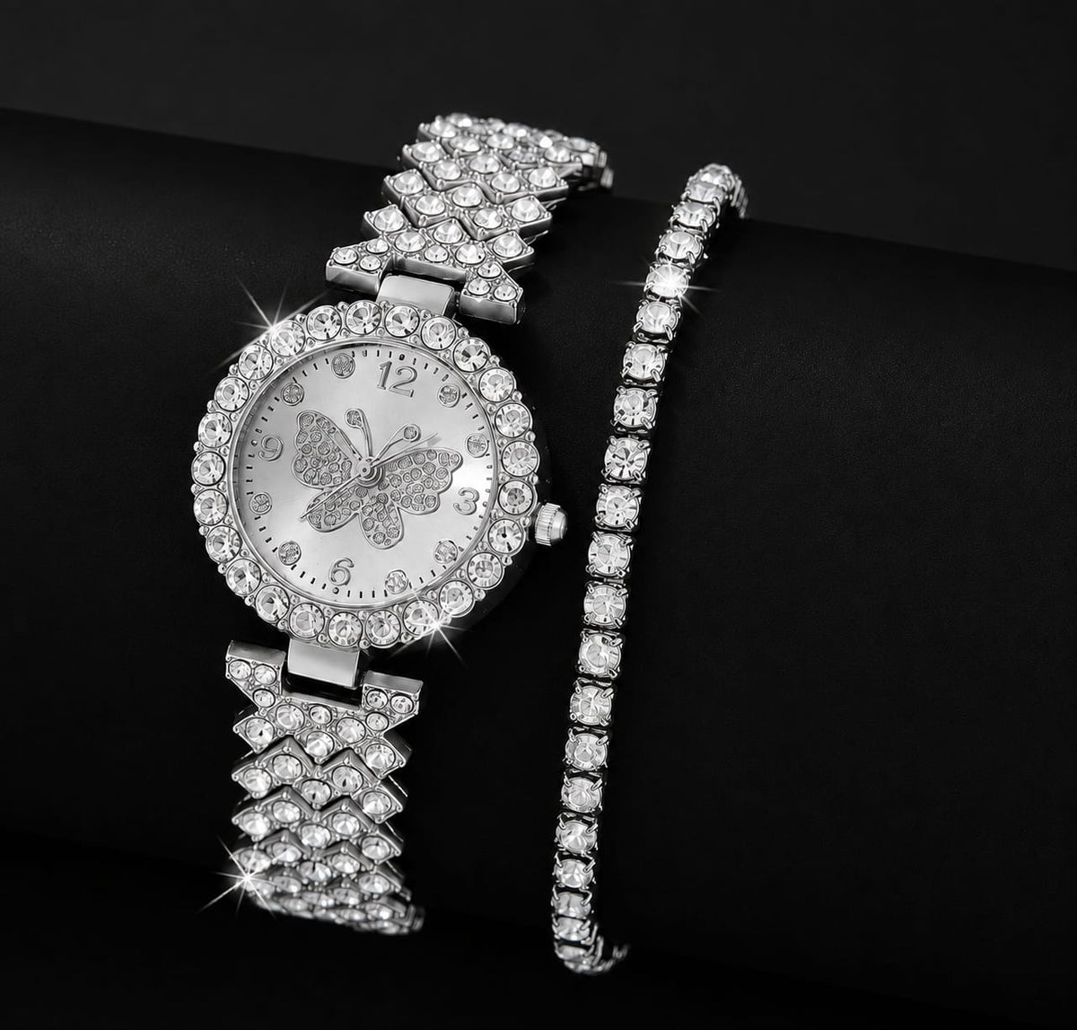 Women’s Luxury Butterfly Quartz Watch & Bracelet Set – Elegant Golden Jewelry Gift