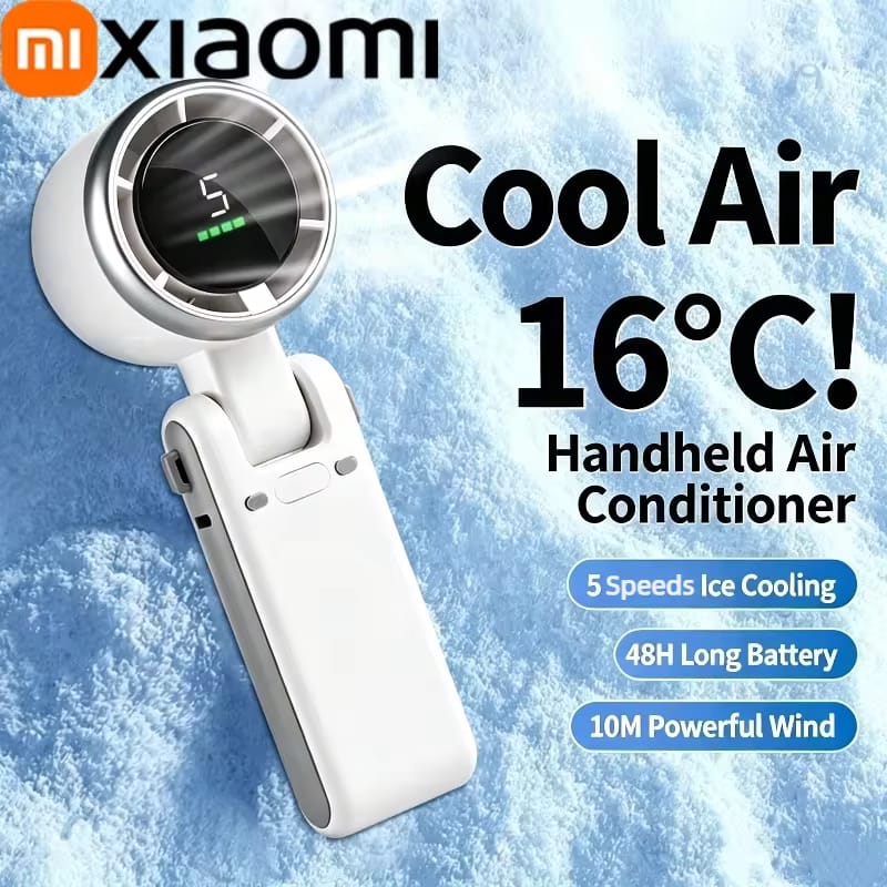 Handheld Folding Turbo Fan – 5-Speed Portable Rechargeable Mini Fan