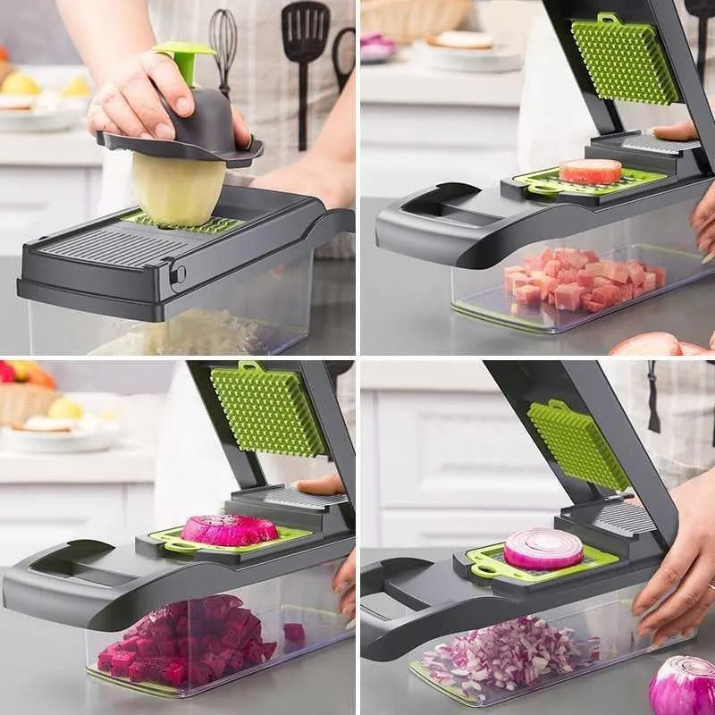 16-in-1 Vegetable Chopper – Multi-Functional Dicer, Slicer & Grater with Storage Container