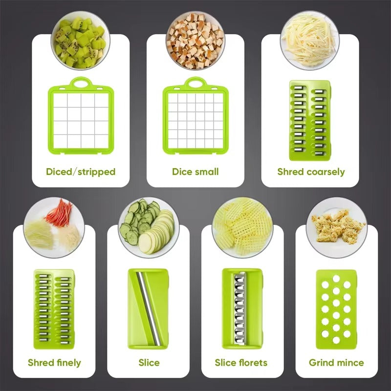 16-in-1 Vegetable Chopper – Multi-Functional Dicer, Slicer & Grater with Storage Container
