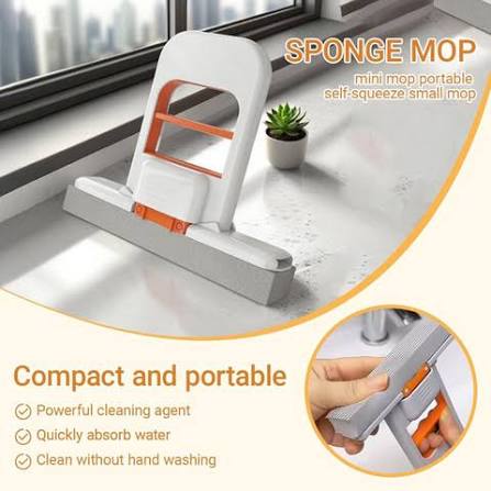 Foldable Mini Mop – Portable Self-Squeezing Wet & Dry Cleaning Mop