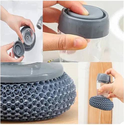 Soap Dispensing Scrubber Brush – 3-Pack Dishwashing & Cleaning Brush
