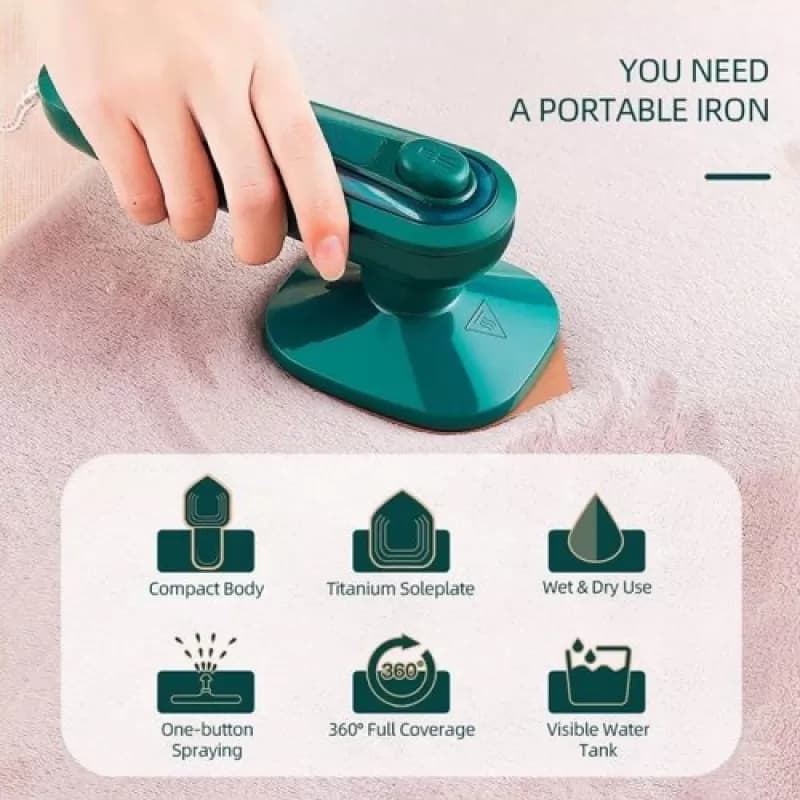 Portable Steam Iron β Mini Travel Iron with Spray, Steam & Dry Ironing