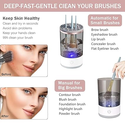 3-in-1 Electric Makeup Brush Cleaner – Automatic Makeup Brush Washing &amp; Drying Machine