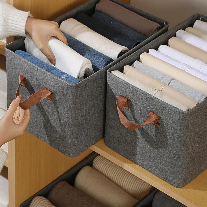 Foldable Wardrobe Clothes Organizer – Storage Box with 2 Side Handles