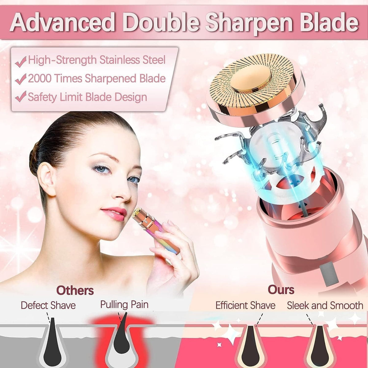 Electric Eyebrow Trimmer with LED Light – Portable Precision Facial Hair Remover