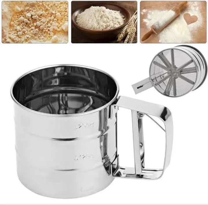 Stainless Steel Flour Sifter – Double Layer Fine Mesh Baking Sifter