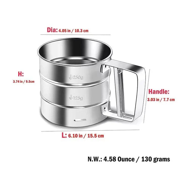 Stainless Steel Flour Sifter – Double Layer Fine Mesh Baking Sifter
