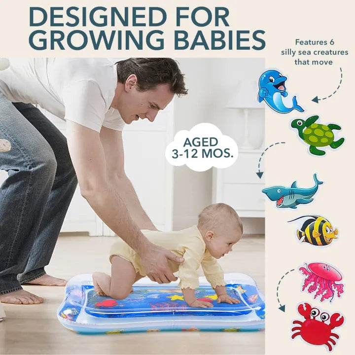 Baby Water Play Mat – Inflatable Tummy Time Sensory Activity Mat for Infants &amp; Toddlers