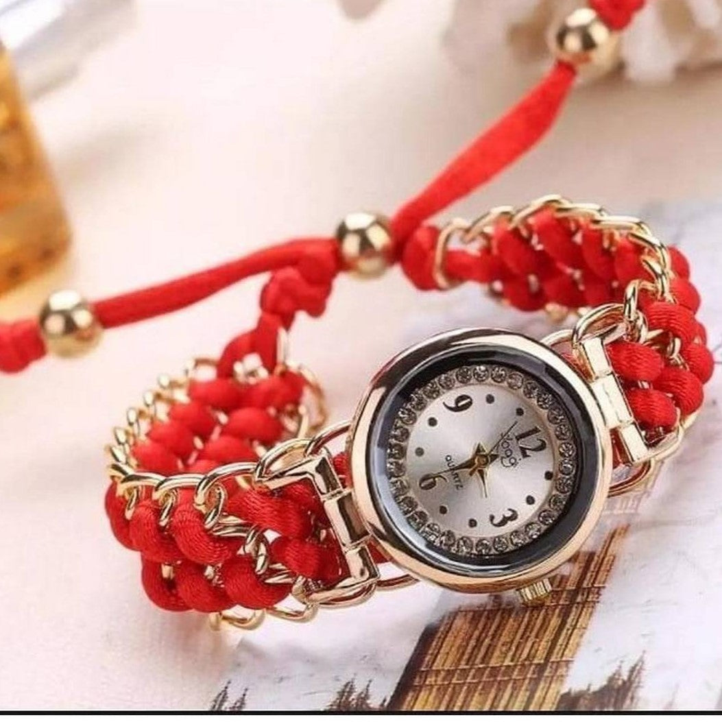 Girls Luxury Analog Bracelet Watch – Stylish Handmade Rope Strap Fashion Watch