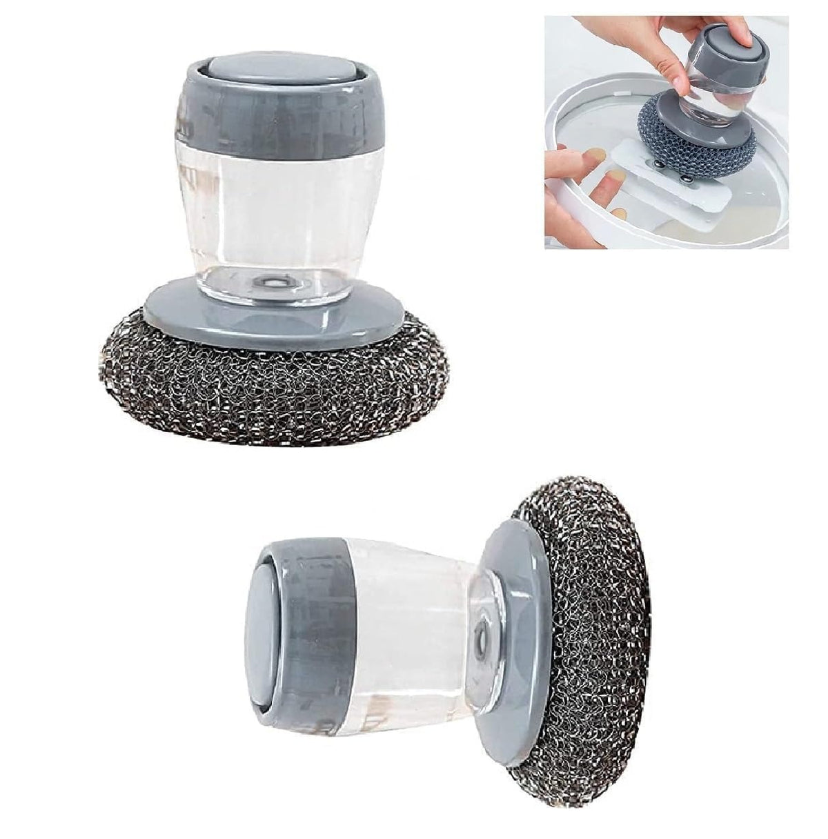 Soap Dispensing Scrubber Brush – 3-Pack Dishwashing &amp; Cleaning Brush