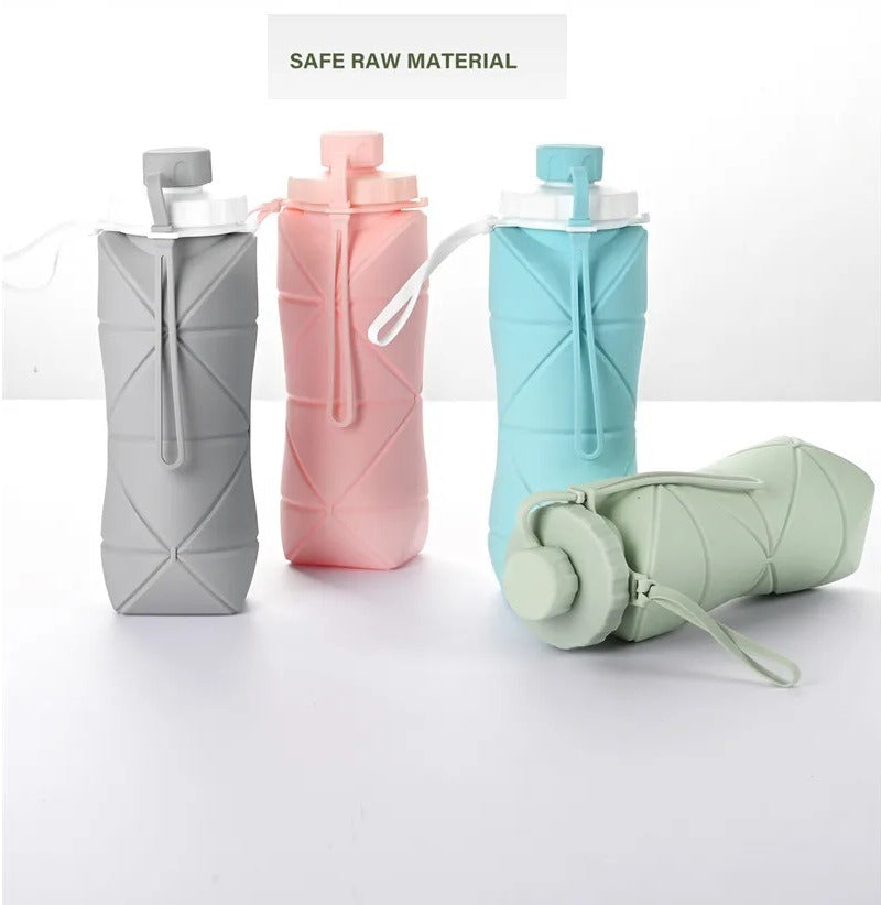 600ml Silicone Folding Bottle – Collapsible Reusable Water Bottle for Travel &amp; Gym