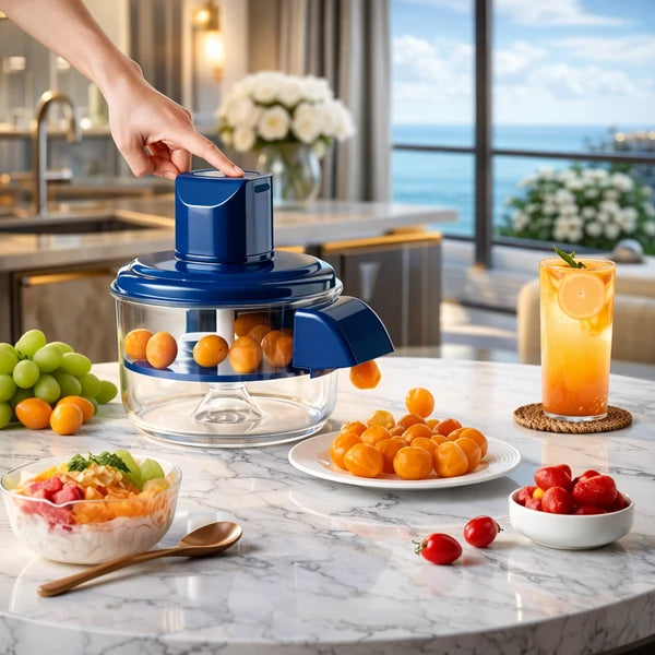 Multi-Functional Vegetable &amp; Fruit Chopper – Manual Food Cutter with Transparent Bowl