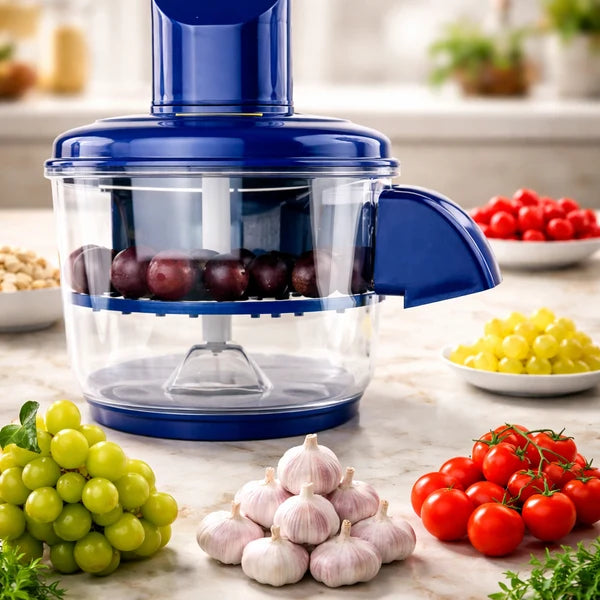 Multi-Functional Vegetable &amp; Fruit Chopper – Manual Food Cutter with Transparent Bowl