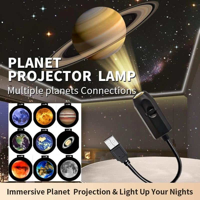 USB Moon & Earth Planet Projector Lamp – 6-Lens Starry Sky Night Light