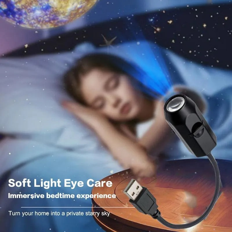 USB Moon & Earth Planet Projector Lamp – 6-Lens Starry Sky Night Light