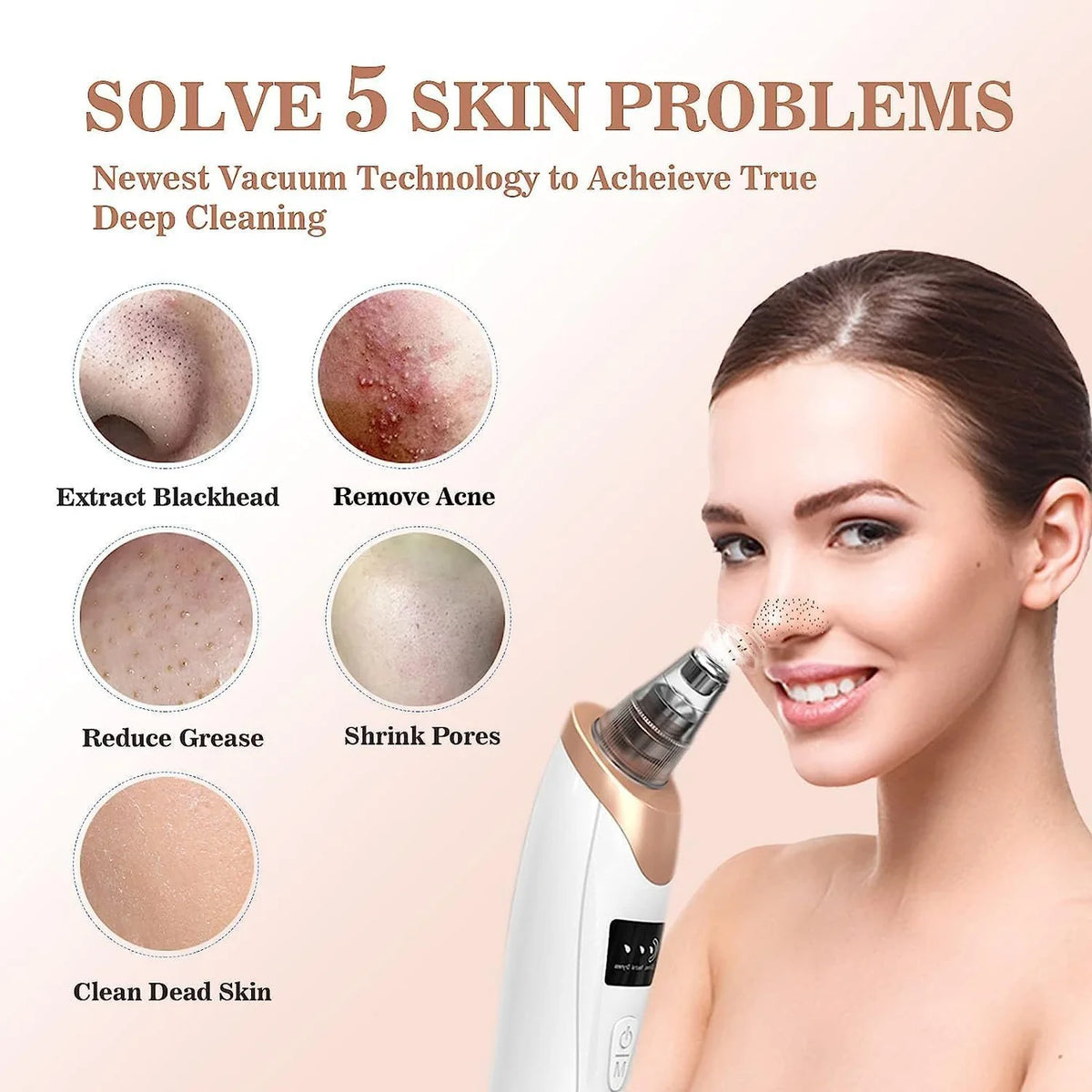 5-in-1 Blackhead Remover Machine – Rechargeable Pore Vacuum Facial Cleaner
