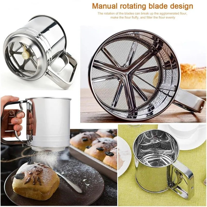 Stainless Steel Flour Sifter – Double Layer Fine Mesh Baking Sifter