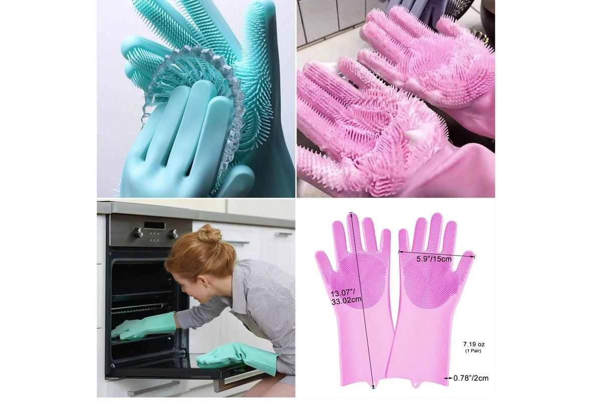 Silicone Dishwashing Gloves – 1 Pair Reusable Waterproof Cleaning Gloves