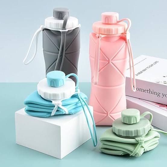 600ml Silicone Folding Bottle – Collapsible Reusable Water Bottle for Travel &amp; Gym