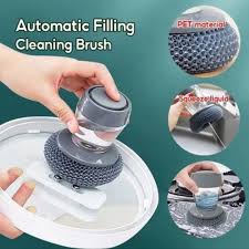Soap Dispensing Scrubber Brush – 3-Pack Dishwashing &amp; Cleaning Brush